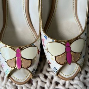 Louis Vuitton Multicolor Butterfly Wedge Shoe